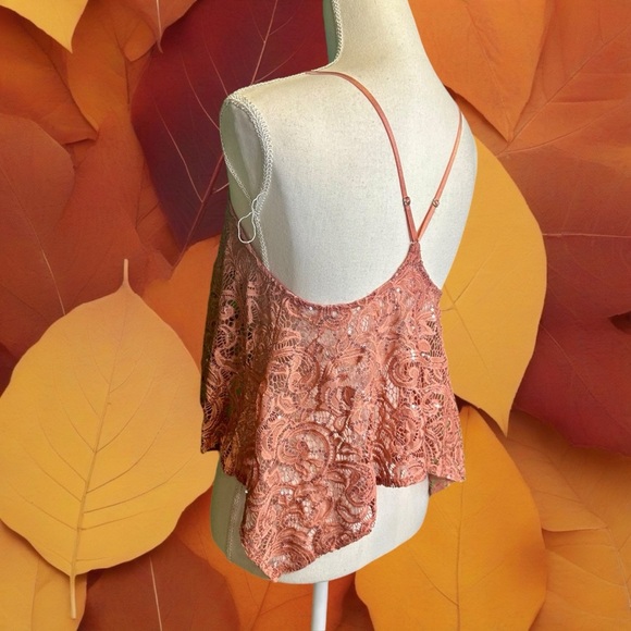 NWOT Free People Intimately ‘Best Idea’ Lace Swing Cropped Camisole in “Rose” XS - Picture 8 of 14